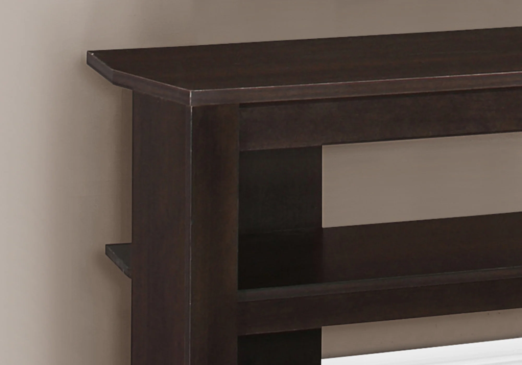 16" Dark Brown Particleboard Open Shelving TV Stand By Homeroots - Image 2