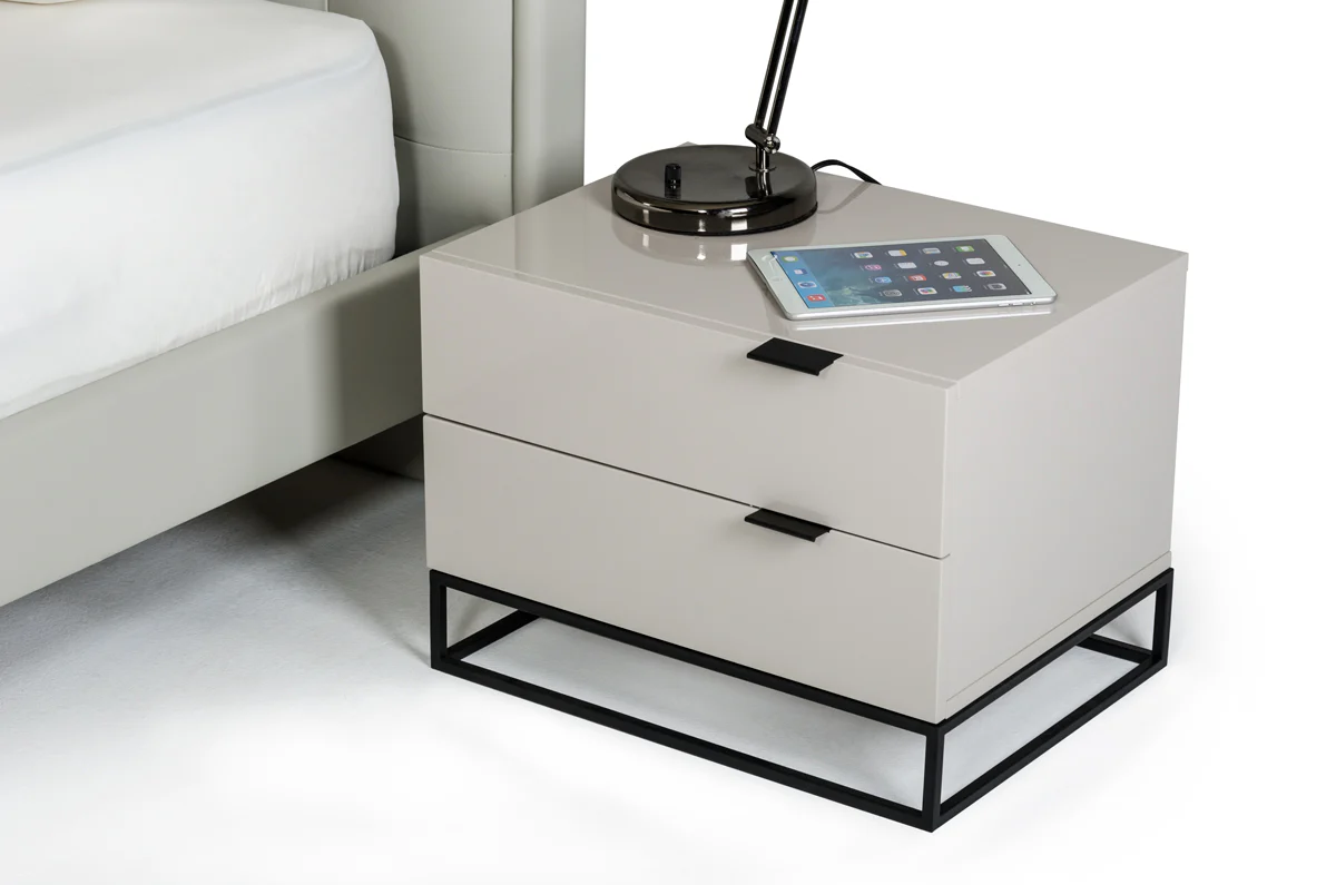 16' Grey Mdf And Metal Nightstand By Homeroots - Image 2