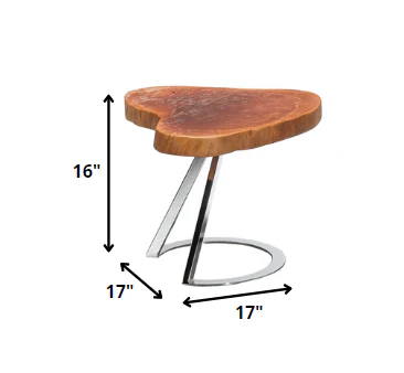 16' Live Edge Wood and Steel End Table By Homeroots - Image 2