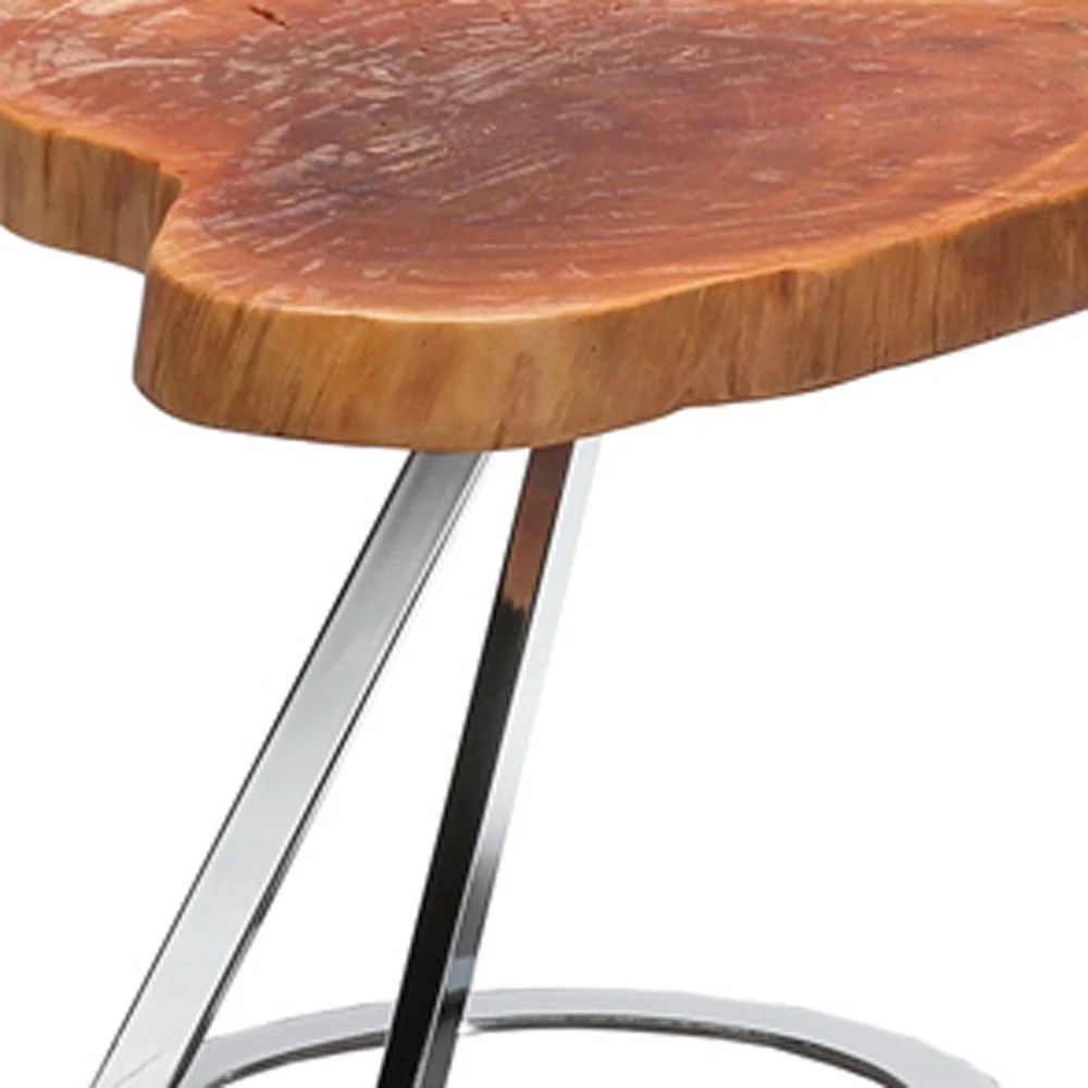 16' Live Edge Wood and Steel End Table By Homeroots - Image 5