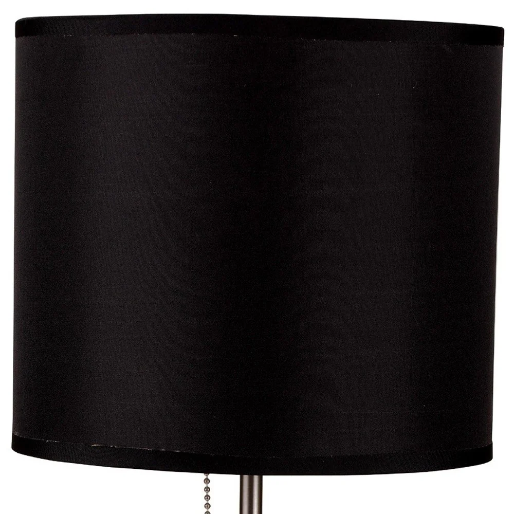 16" Silver Metal Candlestick Table Lamp With Black Classic Drum Shade By Homeroots - Image 4
