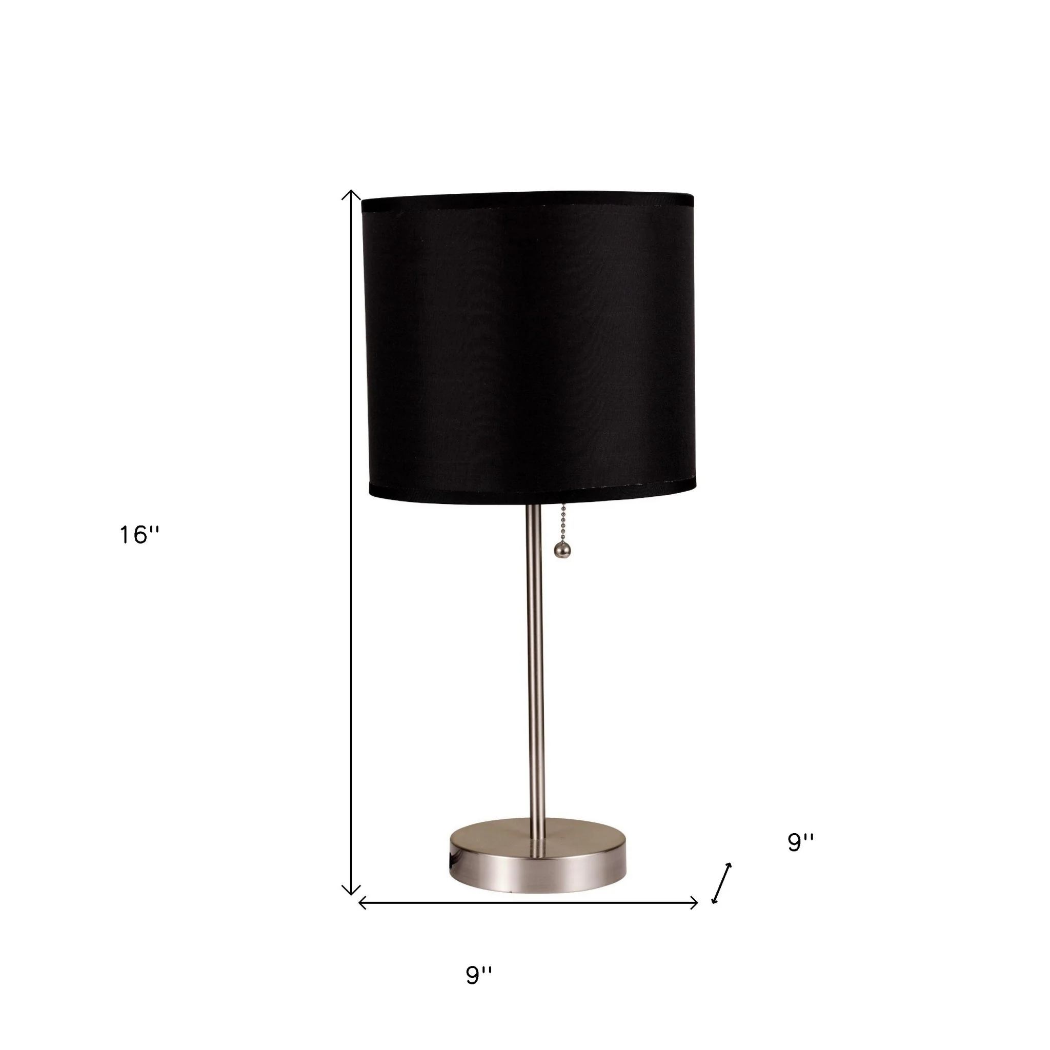 16" Silver Metal Candlestick Table Lamp With Black Classic Drum Shade By Homeroots - Image 6