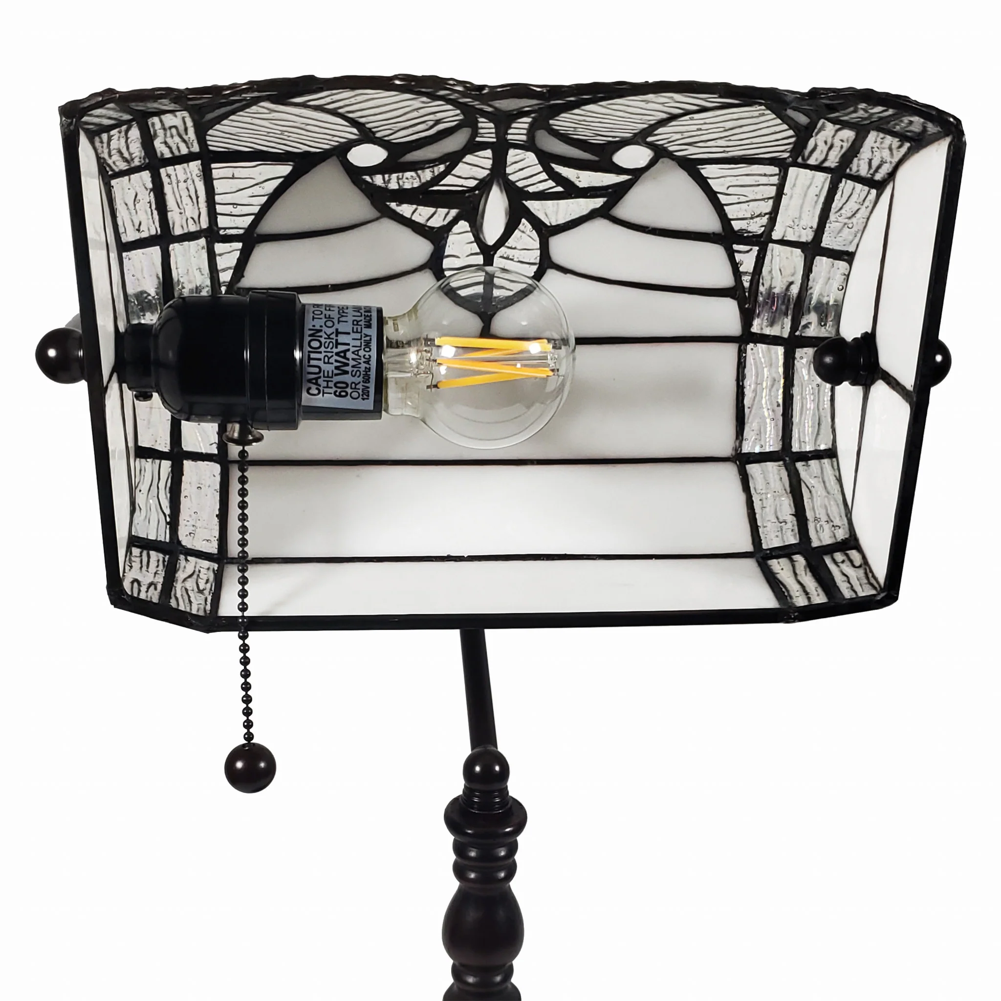 16" Tiffany Style White and Gray Banker Desk Lamp By Homeroots - Image 7