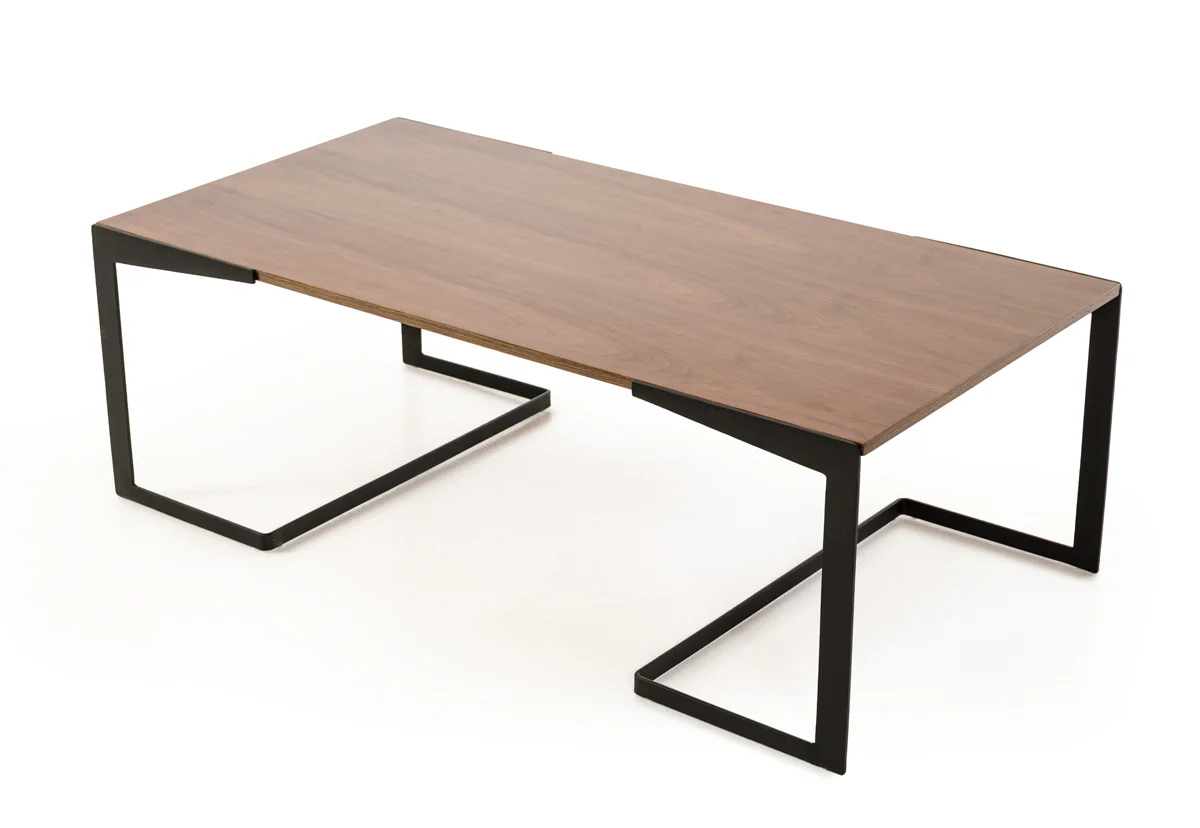 16' Walnut Veneer and Metal Coffee Table By Homeroots - Image 3