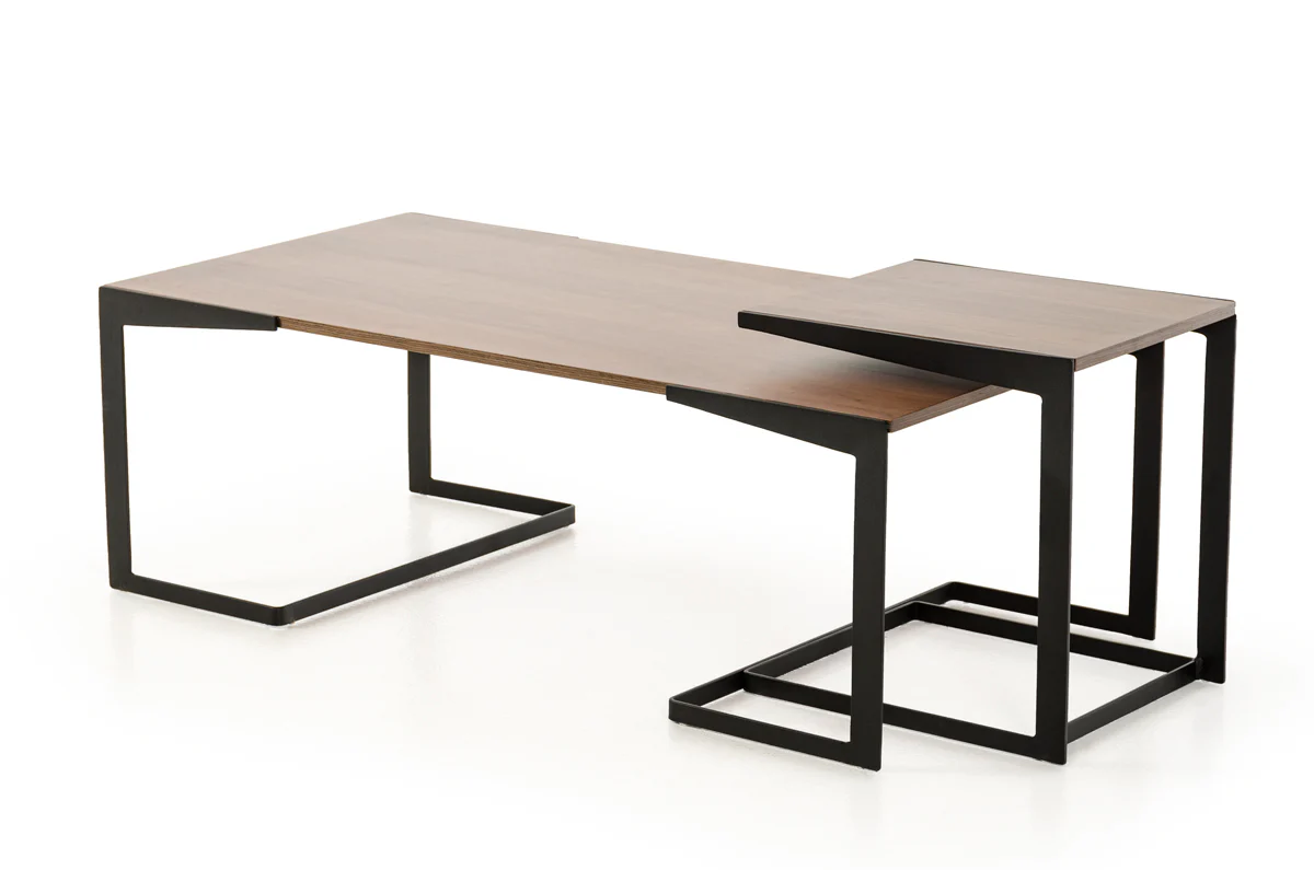 16' Walnut Veneer and Metal Coffee Table By Homeroots - Image 4