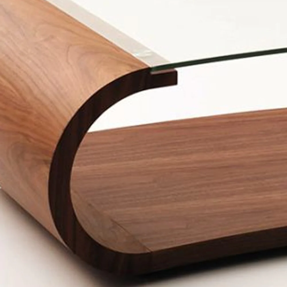 16' Walnut Veneer MDF and Glass Coffee Table By Homeroots - Image 4