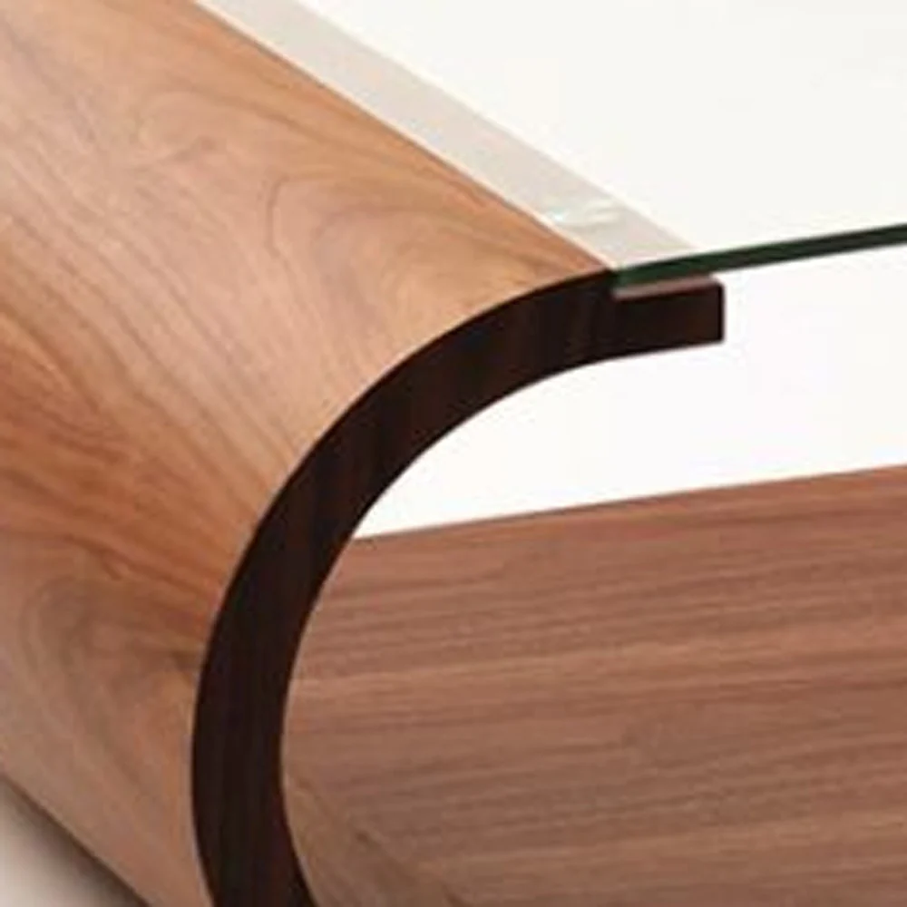 16' Walnut Veneer MDF and Glass Coffee Table By Homeroots - Image 5