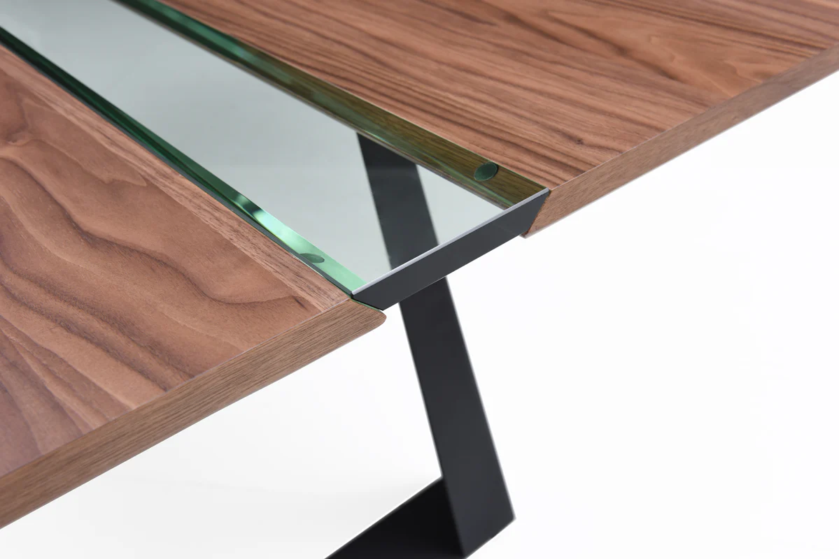 16' Walnut Veneer Metal and Glass Coffee Table By Homeroots - 284308 - Image 2