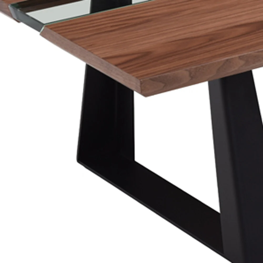 16' Walnut Veneer Metal and Glass Coffee Table By Homeroots - 284308 - Image 5
