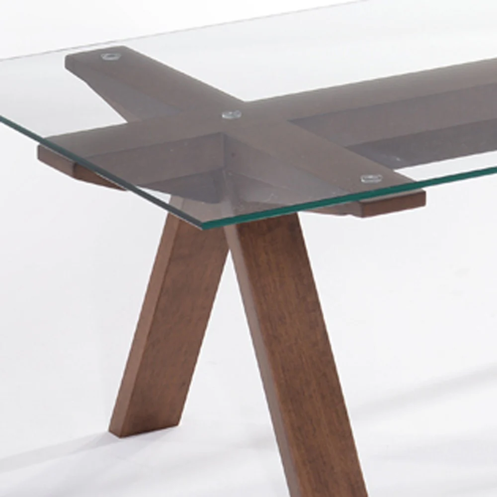 16' Walnut Wood and Glass Coffee Table By Homeroots - Image 5