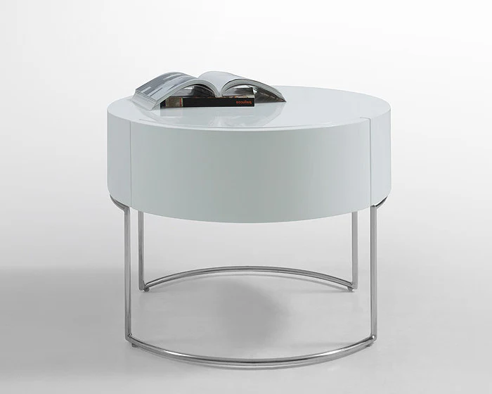 16' White Lacquer Stainless Steel Nightstand By Homeroots - Image 3
