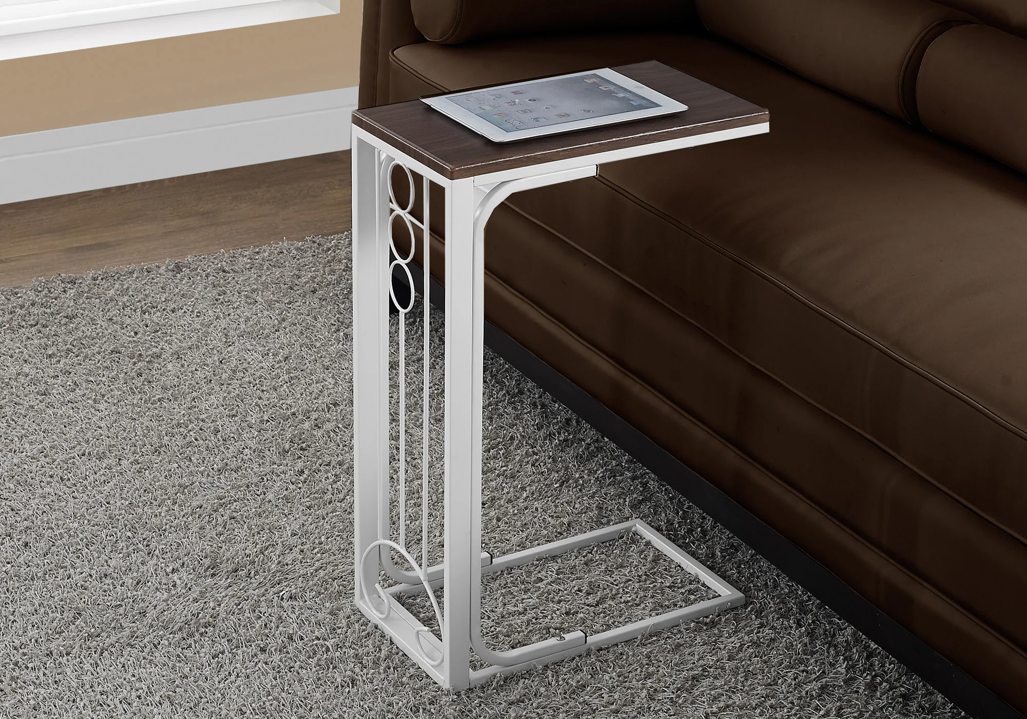 16" x 9" x 24.5" CherryWhite MDF Top and Metal Base Accent Table By Homeroots - Image 2