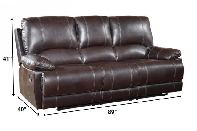 165" Stylish Brown Leather Couch Set By Homeroots - Image 2