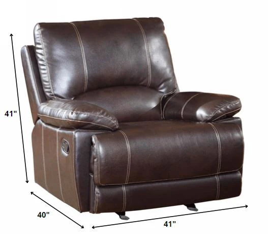 165" Stylish Brown Leather Couch Set By Homeroots - Image 3