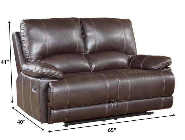165" Stylish Brown Leather Couch Set By Homeroots - Image 4