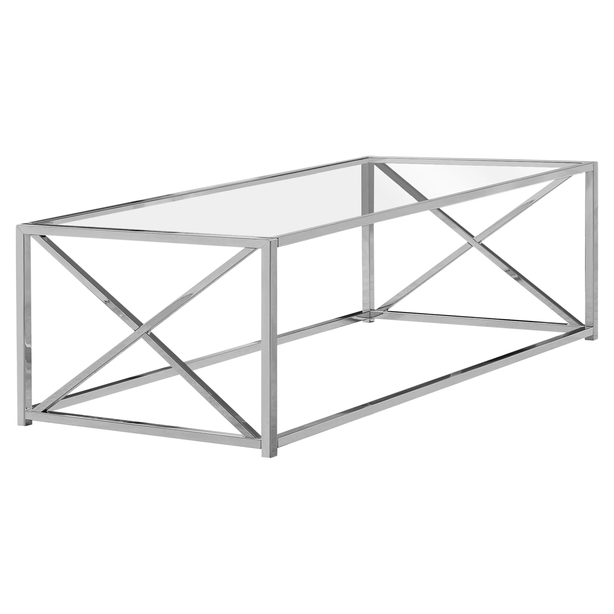 17.25" Chrome Metal and Clear Tempered Glass Coffee Table By Homeroots - Image 2