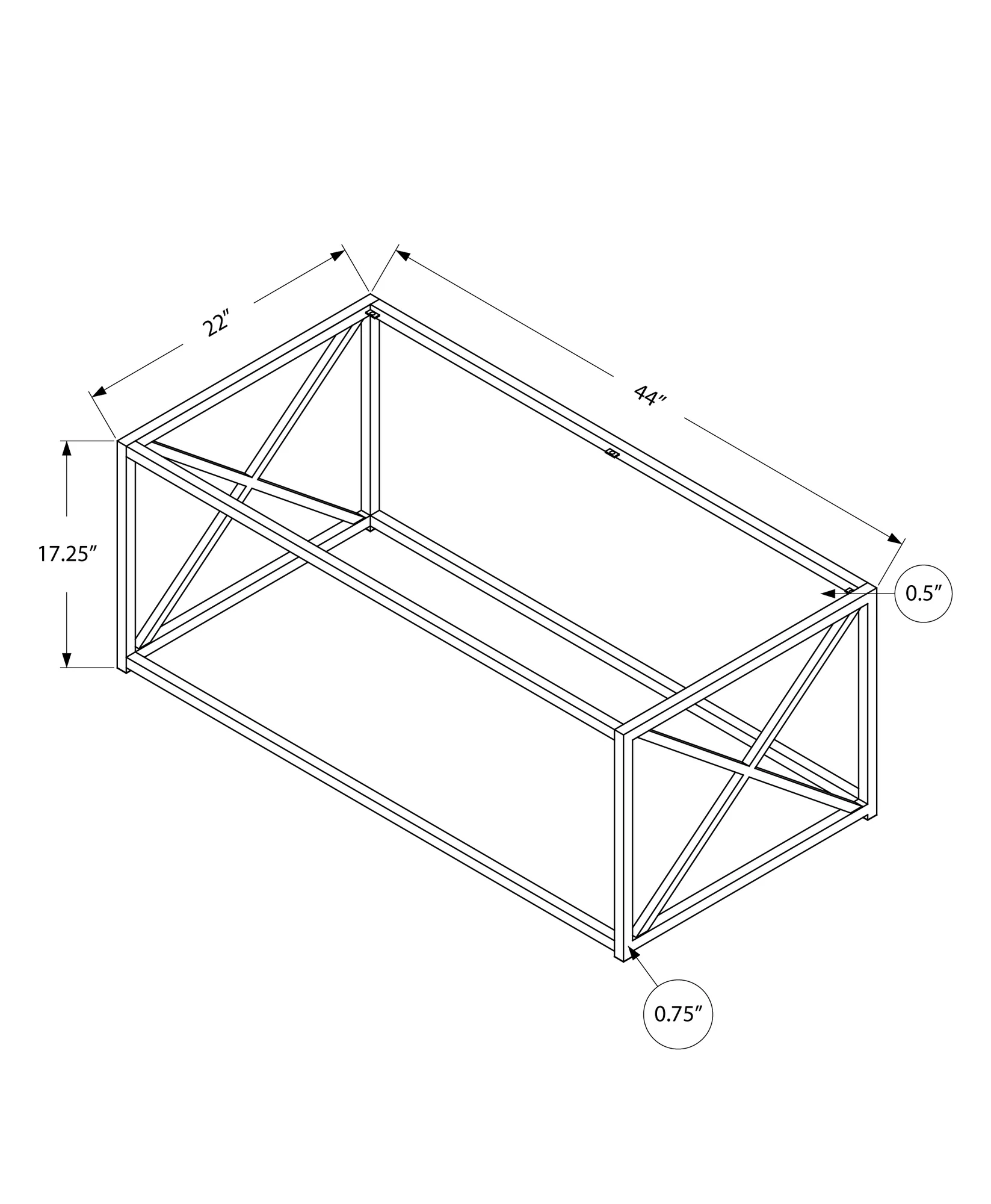 17.25" Chrome Metal and Clear Tempered Glass Coffee Table By Homeroots - Image 4