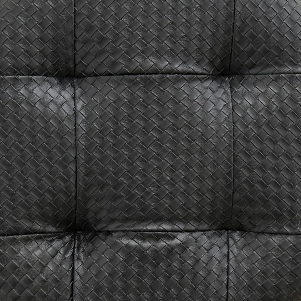 17" Black Tufted Faux Leather and Gold Stool By Homeroots - Image 3