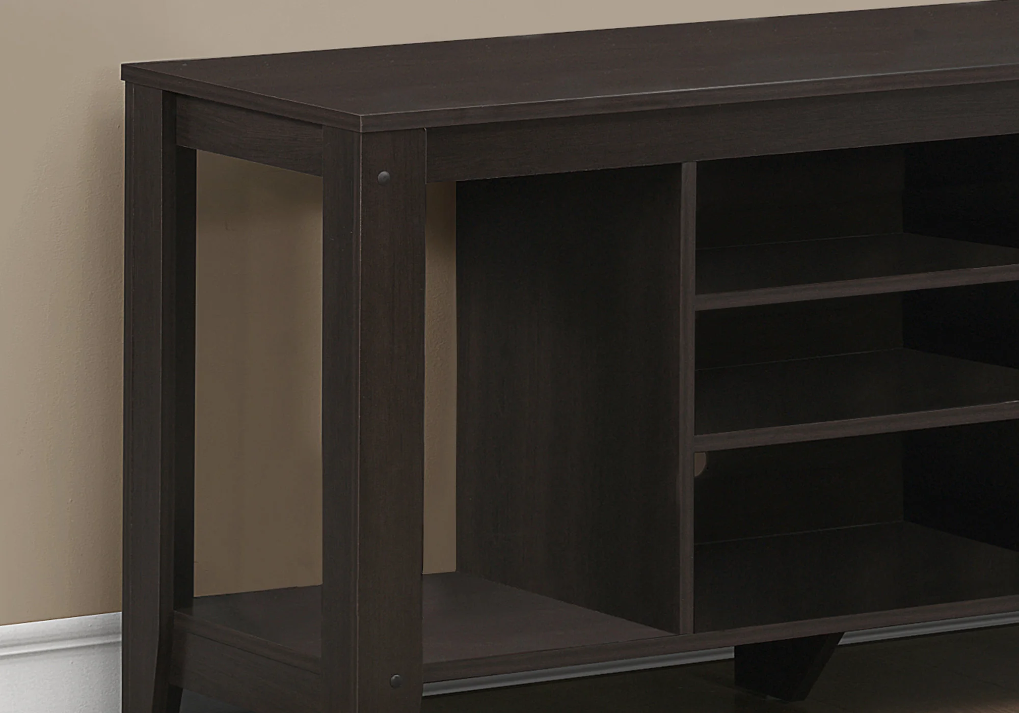 17" Dark Brown Particleboard Open Shelving TV Stand By Homeroots - Image 2