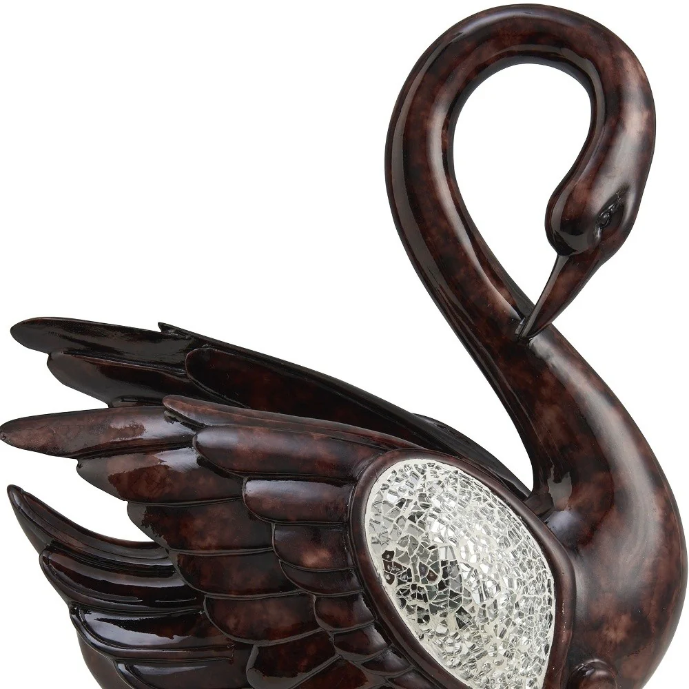 17" Marbleized Cherry Brown Dove Figurine Sculpture By Homeroots - Image 4
