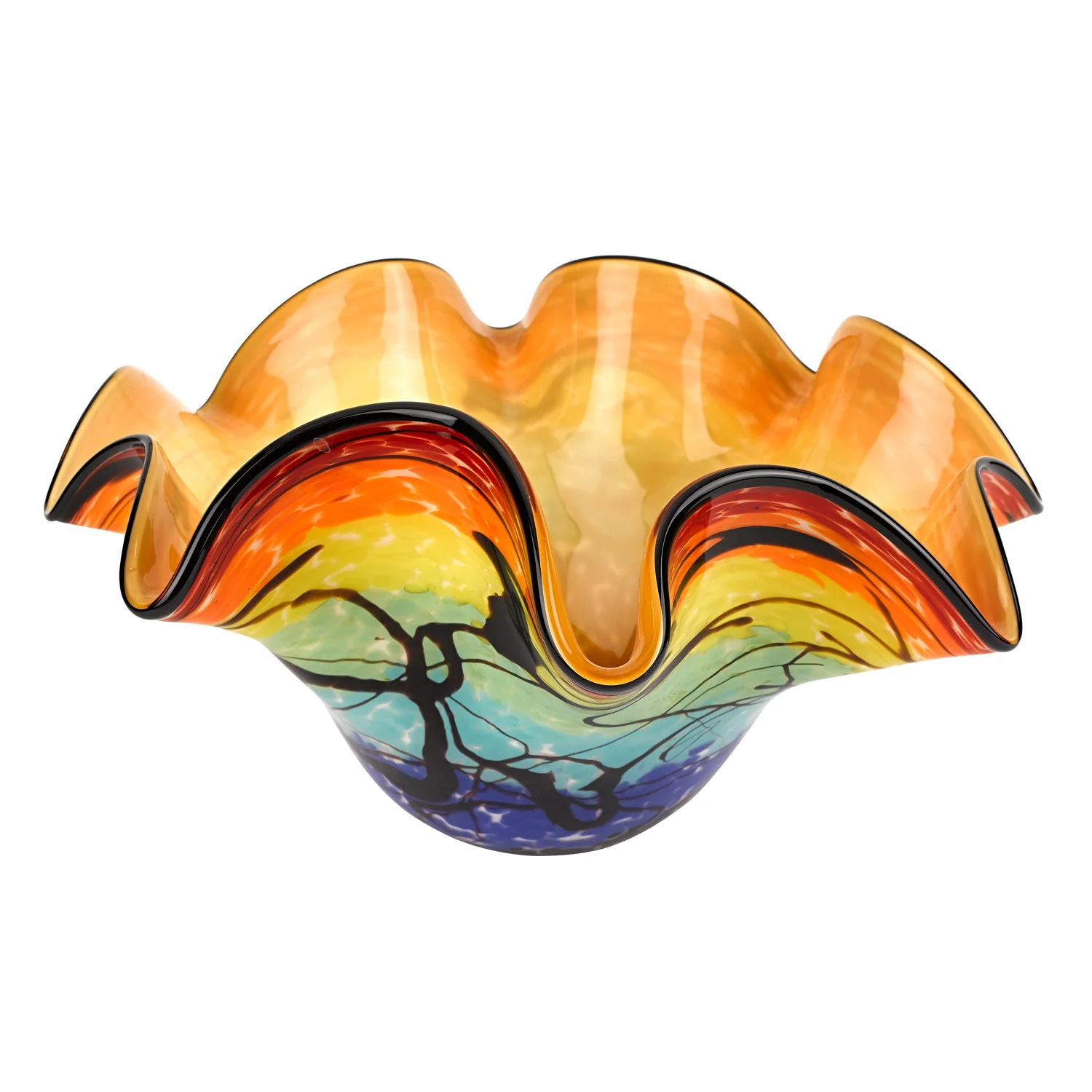 17 Mouth Blown Floppy Design Art Glass Centerpiece Bowl By Homeroots - Image 2