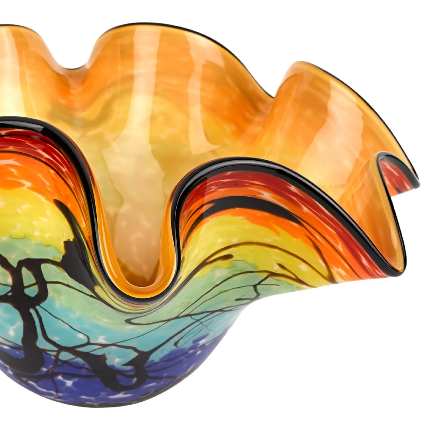 17 Mouth Blown Floppy Design Art Glass Centerpiece Bowl By Homeroots - Image 3
