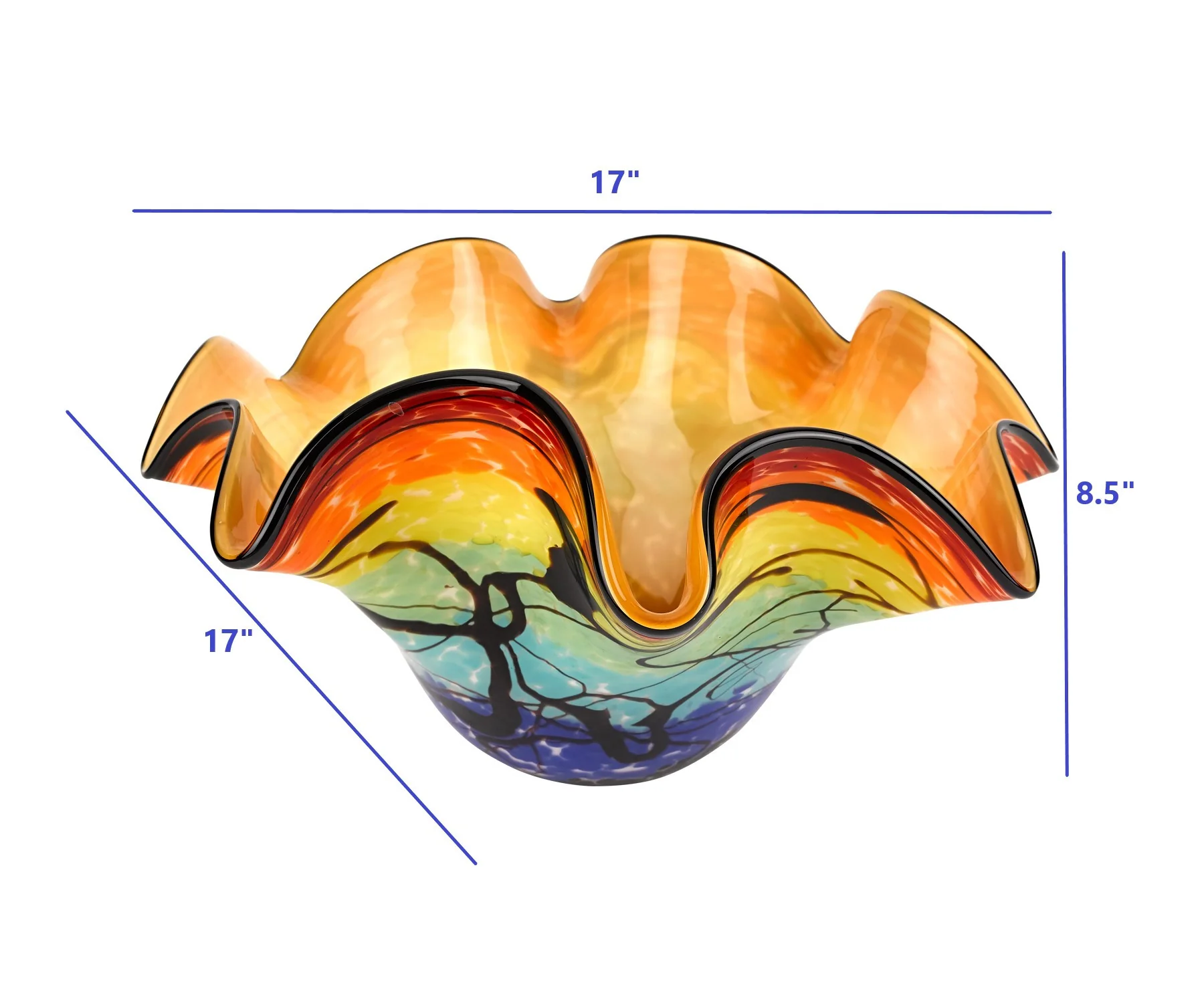 17 Mouth Blown Floppy Design Art Glass Centerpiece Bowl By Homeroots - Image 4