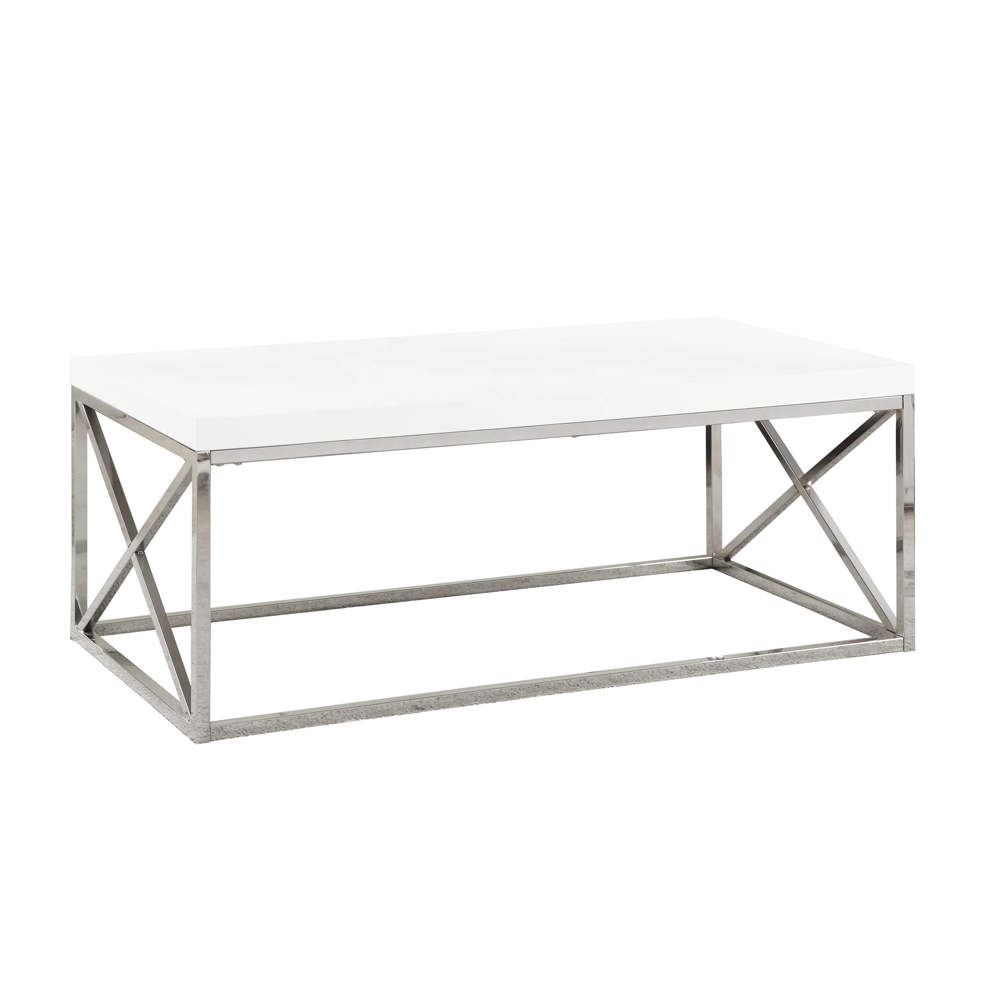 17" Particle Board and Chrome Metal Coffee Table By Homeroots - Image 2
