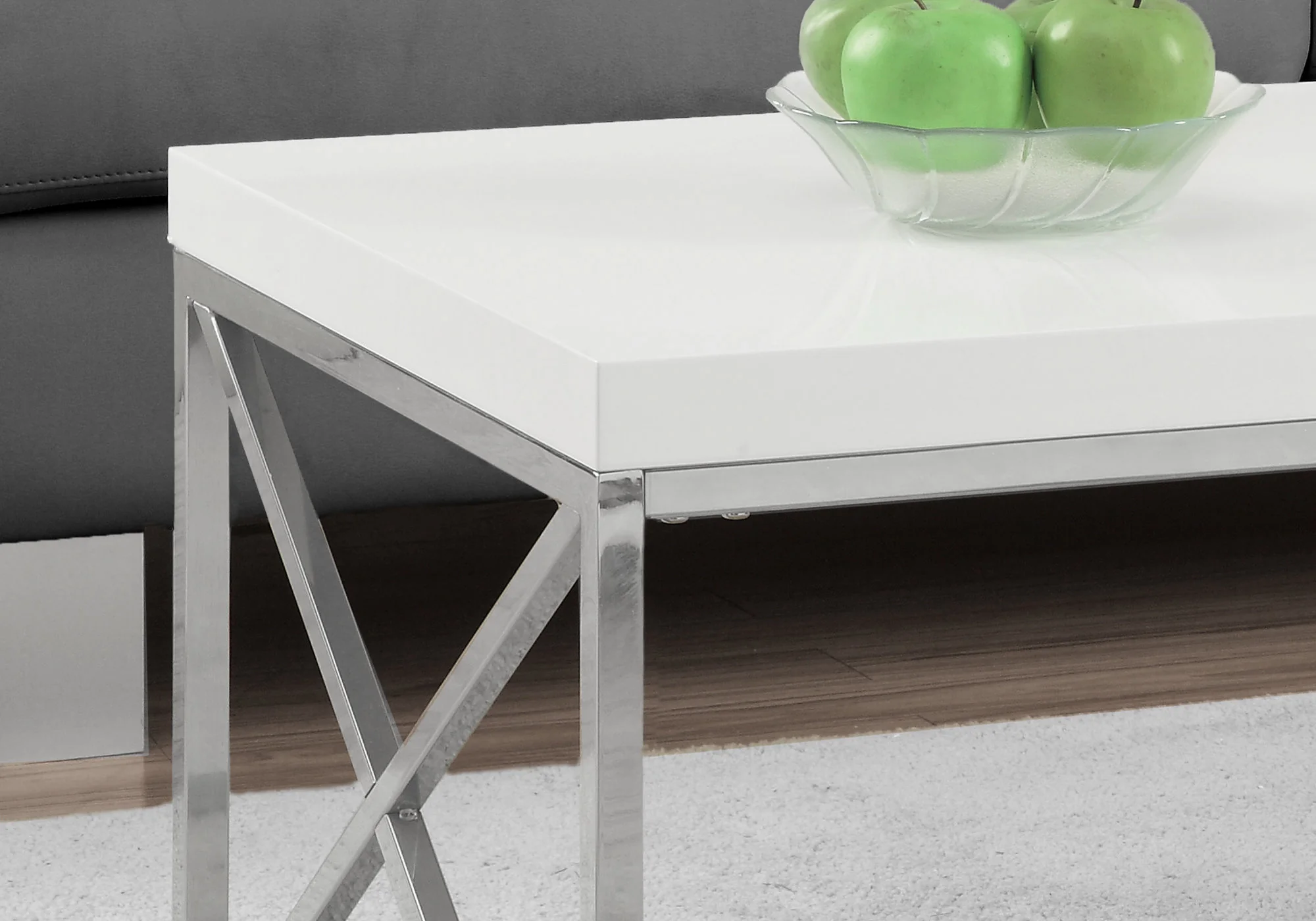 17" Particle Board and Chrome Metal Coffee Table By Homeroots - Image 3