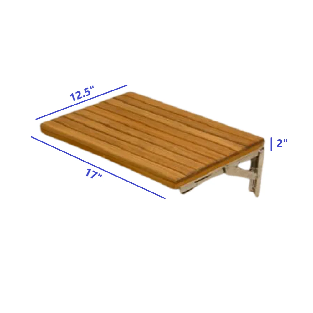 17" Premium Wall Mount Teak Shower Bench By Homeroots - Image 7
