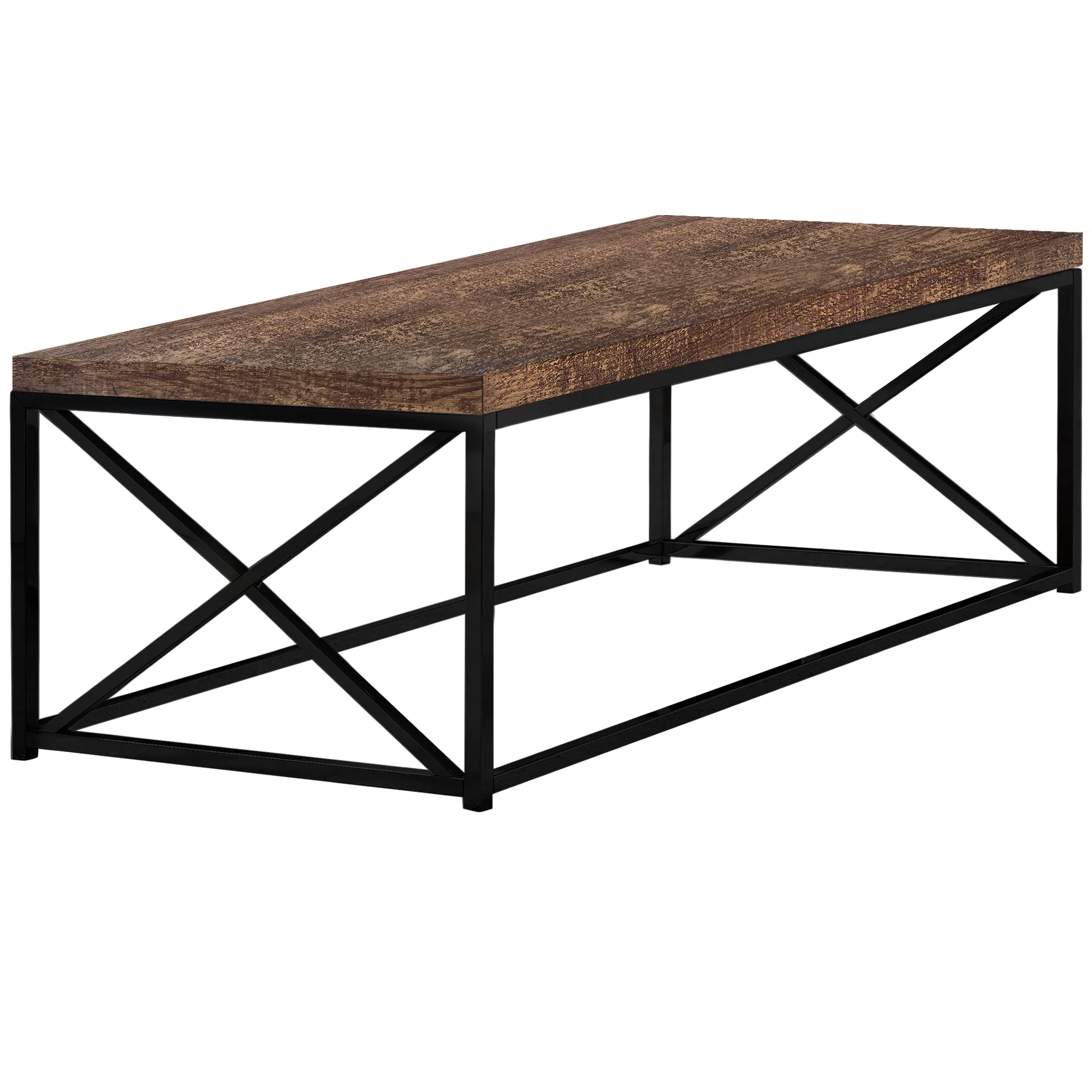 17" Reclaimed Wood Particle Board and Black Metal Coffee Table By Homeroots - Image 2