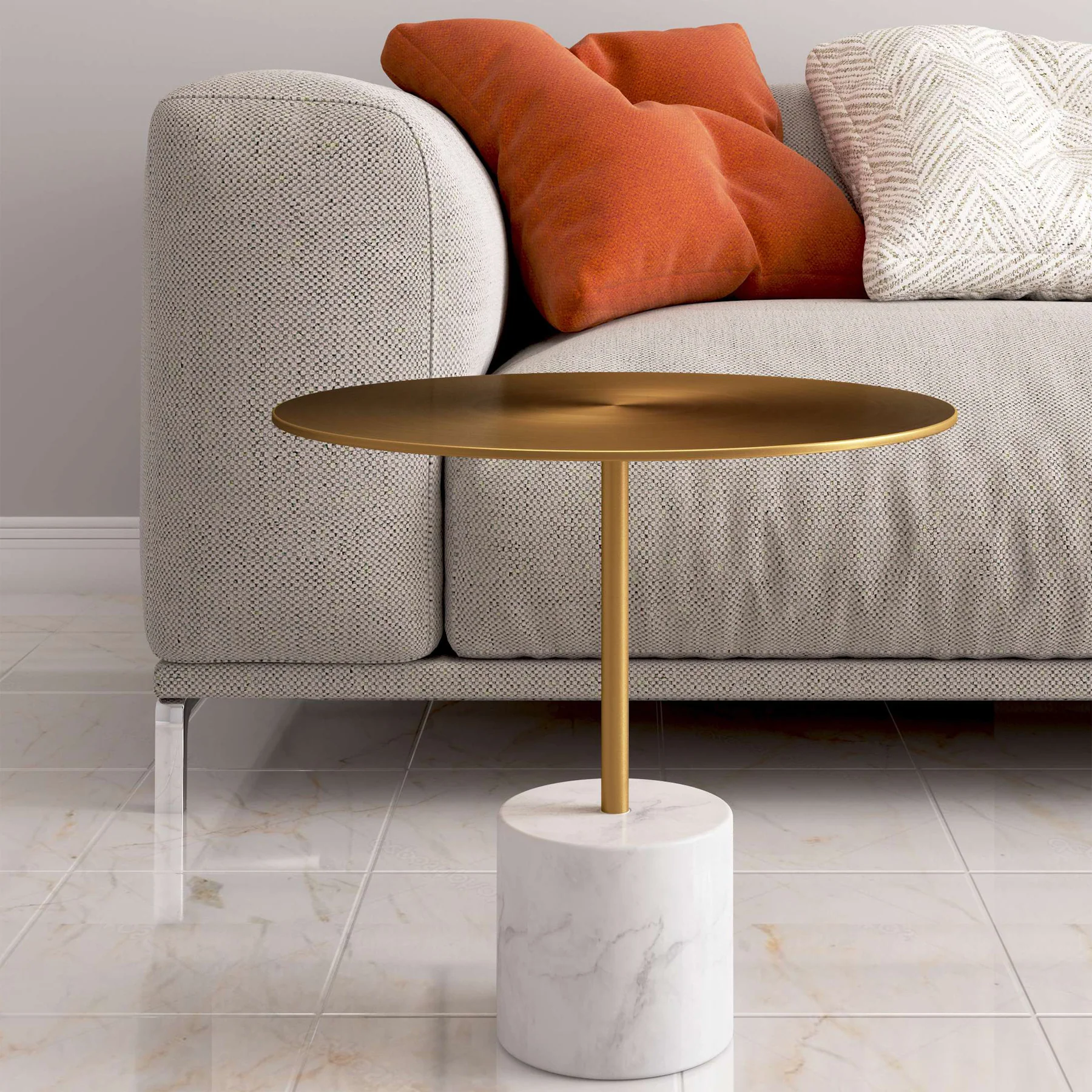 17" White And Gold Steel Round Coffee Table By Homeroots - Image 6