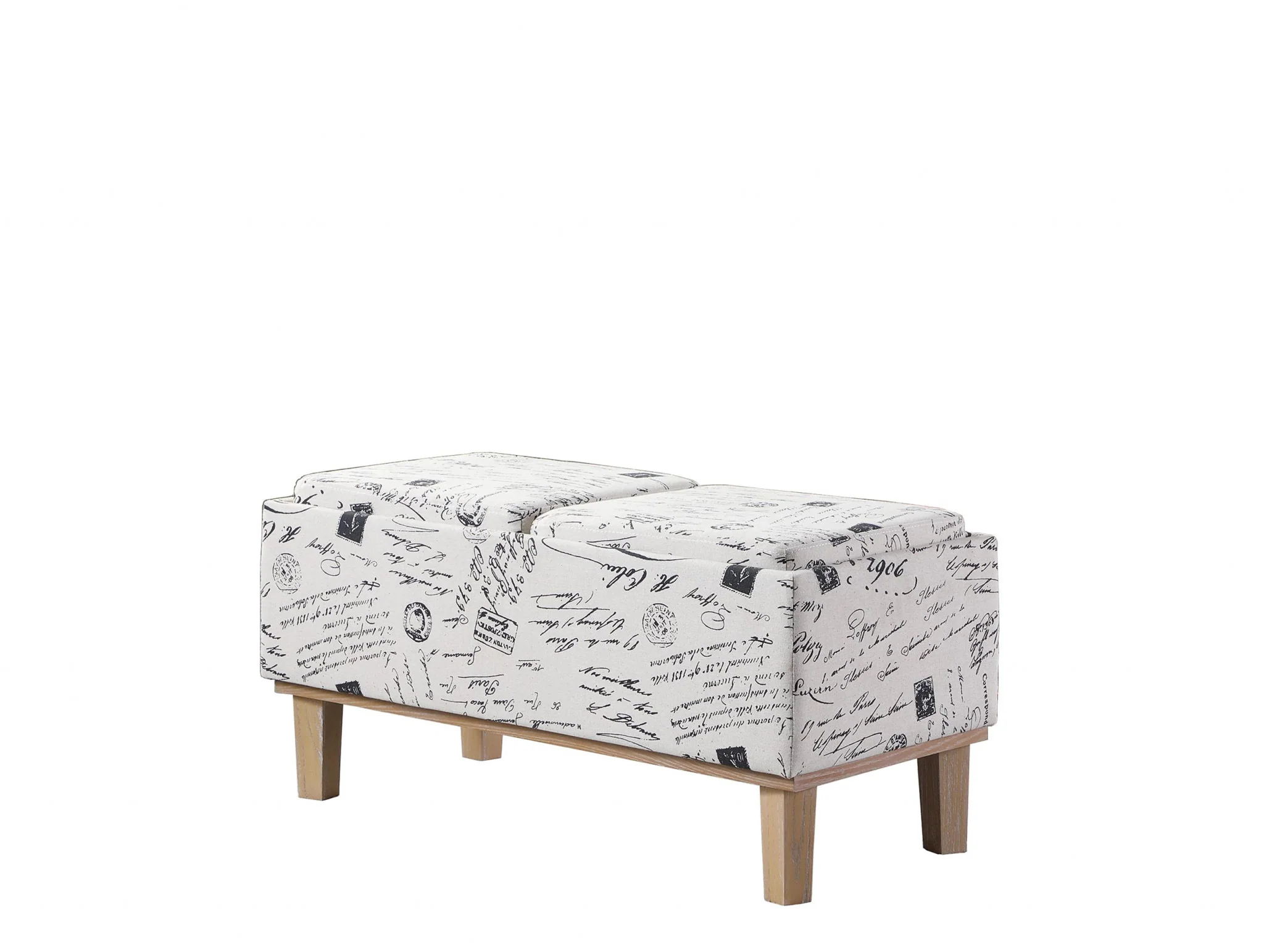 17" Wood Brown And Beige Upholstered 100% Polyester Entryway Bench With Flip Top By Homeroots - Image 2