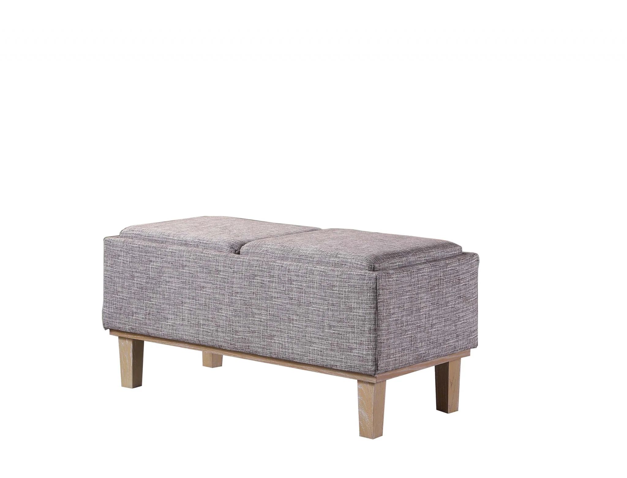 17" Wood Brown And Gray Upholstered 100% Polyester Entryway Bench With Flip Top By Homeroots - Image 2