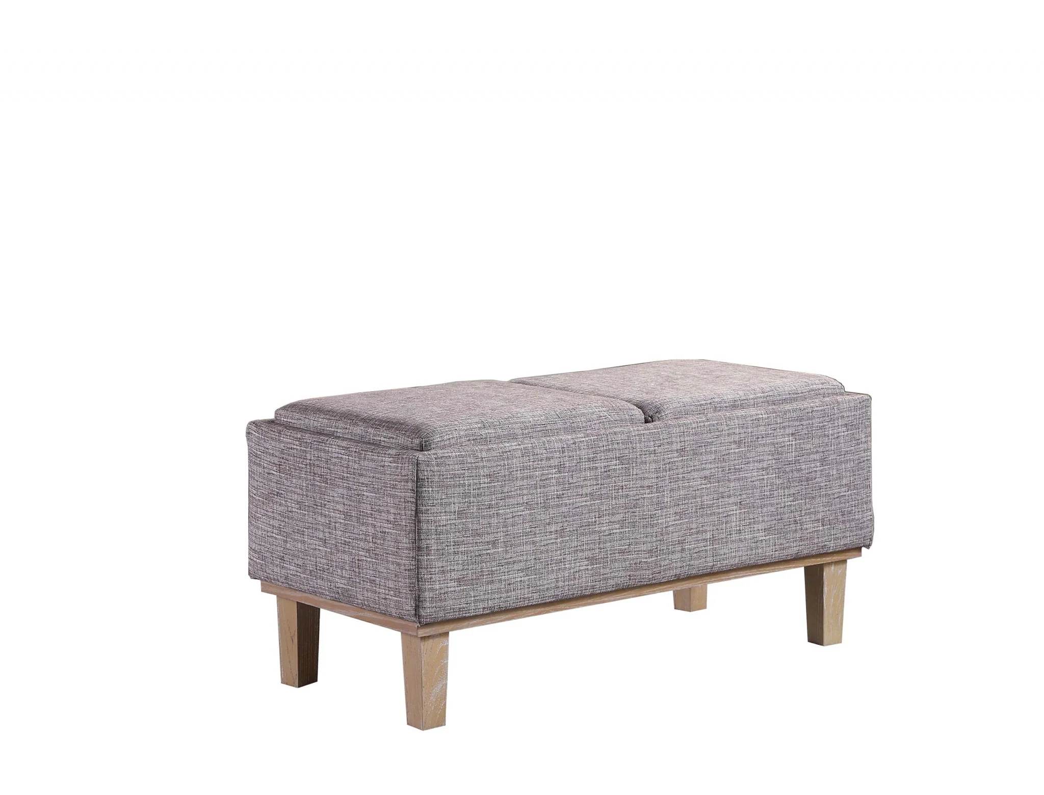 17" Wood Brown And Gray Upholstered 100% Polyester Entryway Bench With Flip Top By Homeroots - Image 3