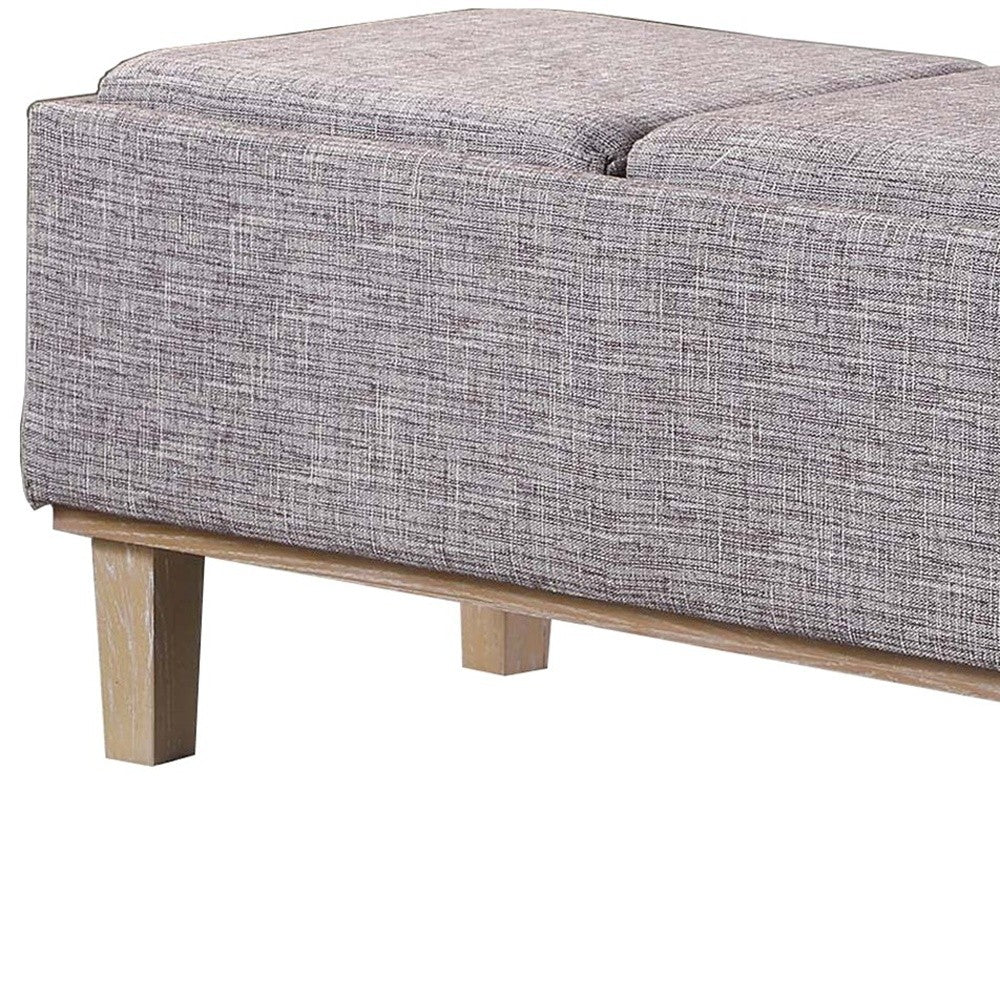 17" Wood Brown And Gray Upholstered 100% Polyester Entryway Bench With Flip Top By Homeroots - Image 5