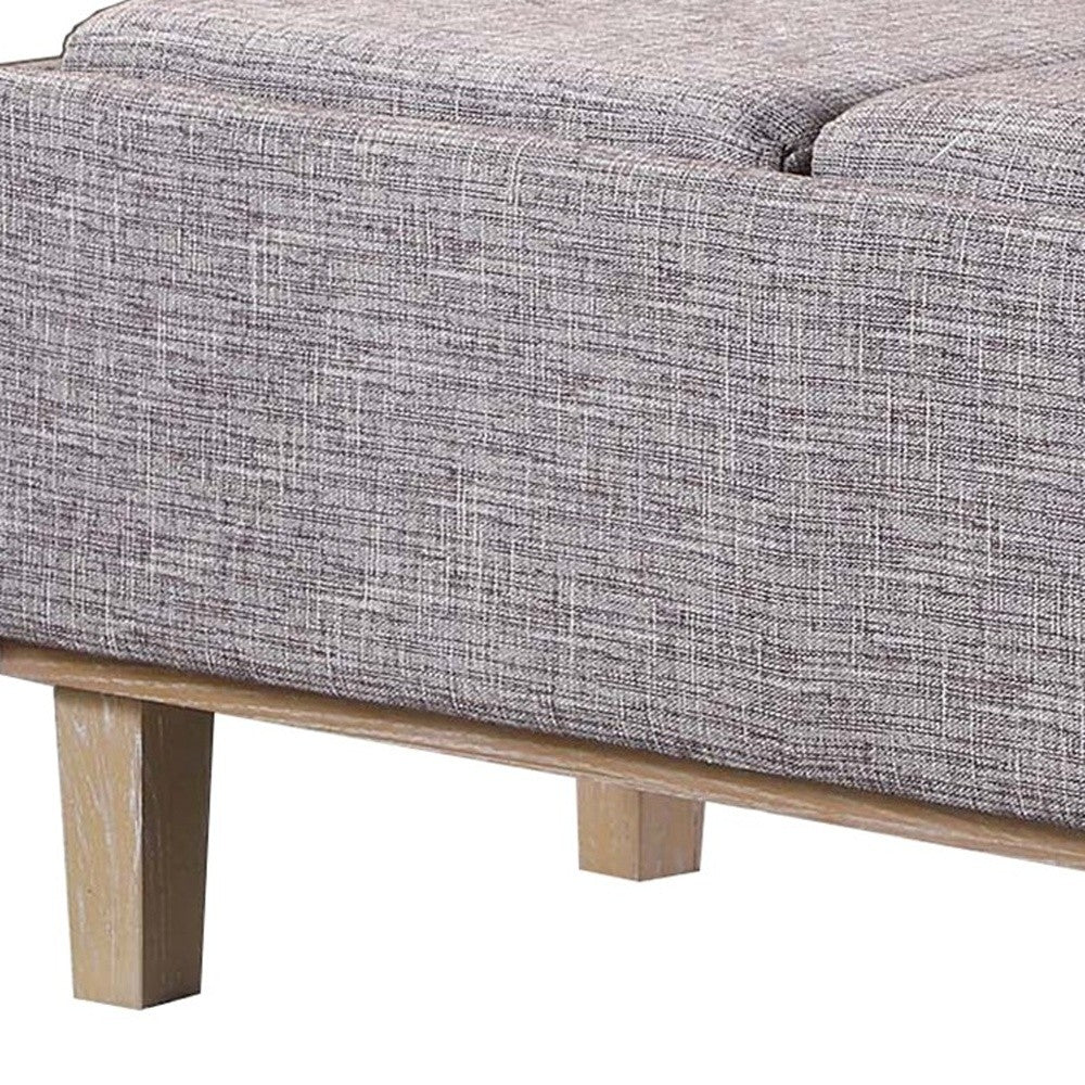 17" Wood Brown And Gray Upholstered 100% Polyester Entryway Bench With Flip Top By Homeroots - Image 6
