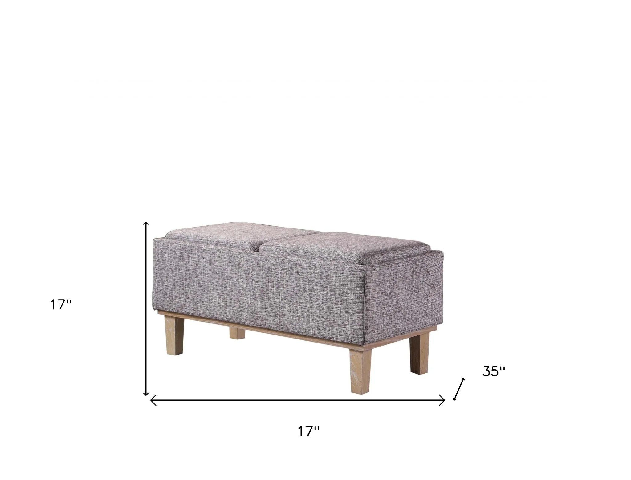 17" Wood Brown And Gray Upholstered 100% Polyester Entryway Bench With Flip Top By Homeroots - Image 7