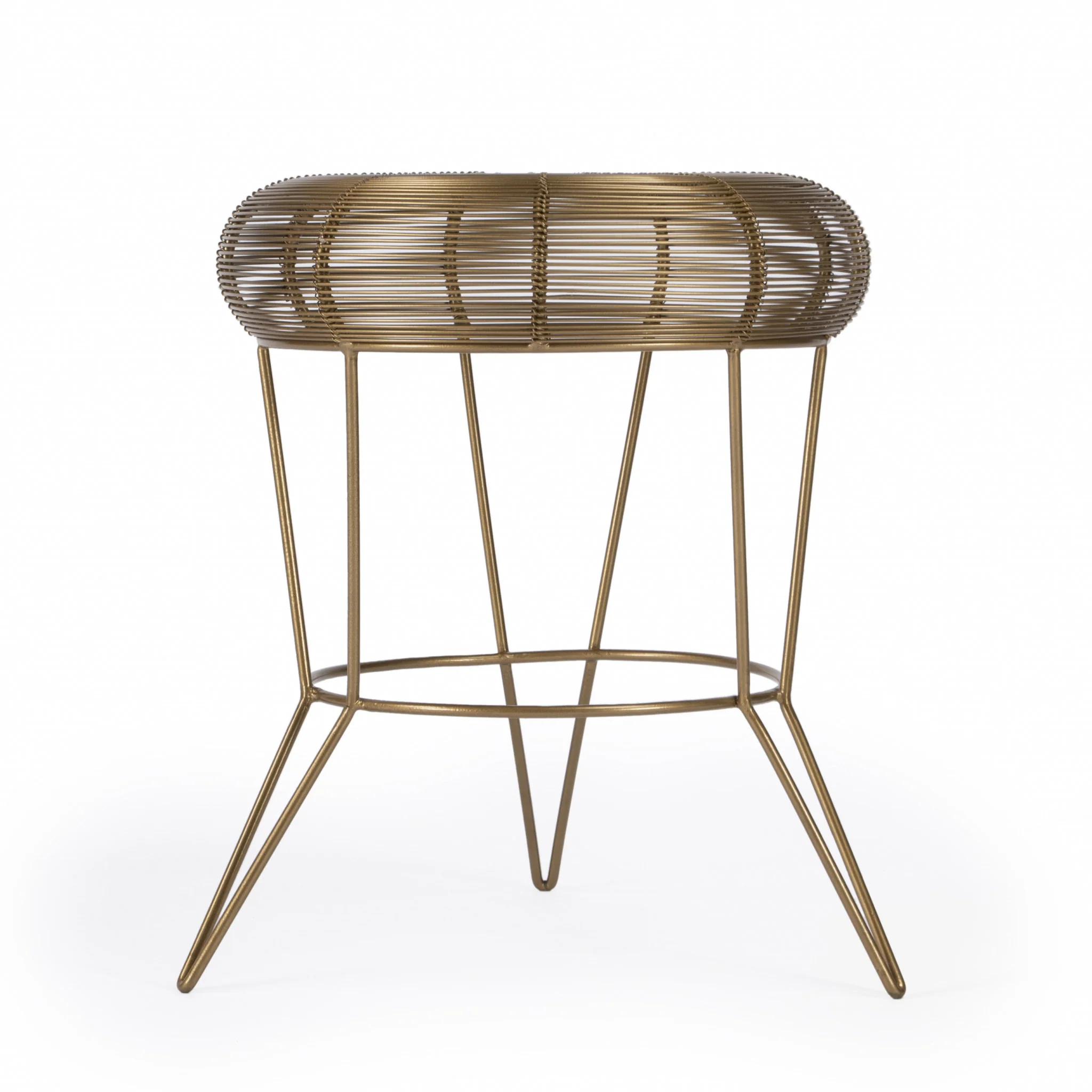 18" Antique Gold Iron Round End Table By Homeroots - Image 2