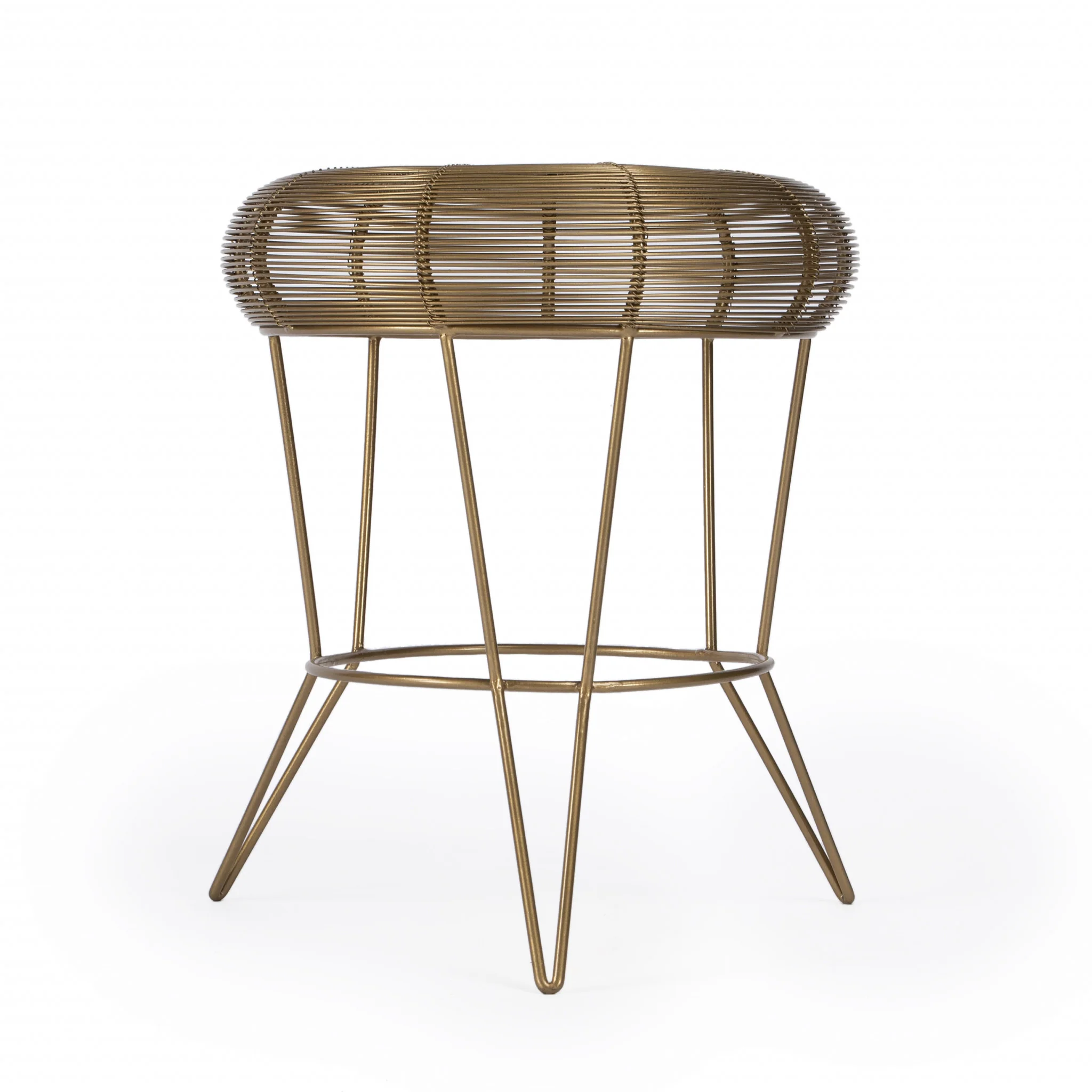 18" Antique Gold Iron Round End Table By Homeroots - Image 4