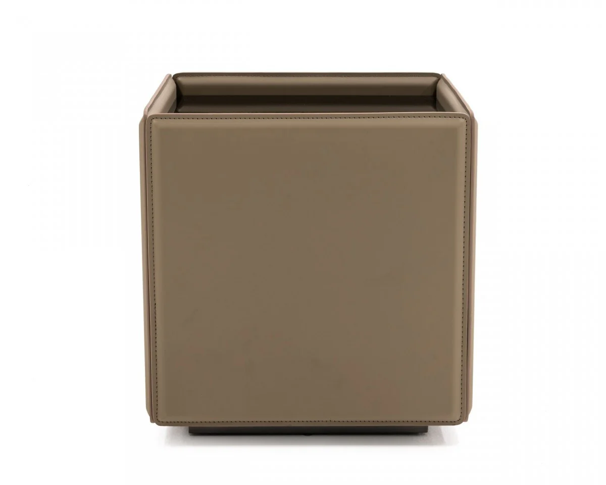 18" Beige And Black Glass And Faux Leather Square End Table By Homeroots - Image 2