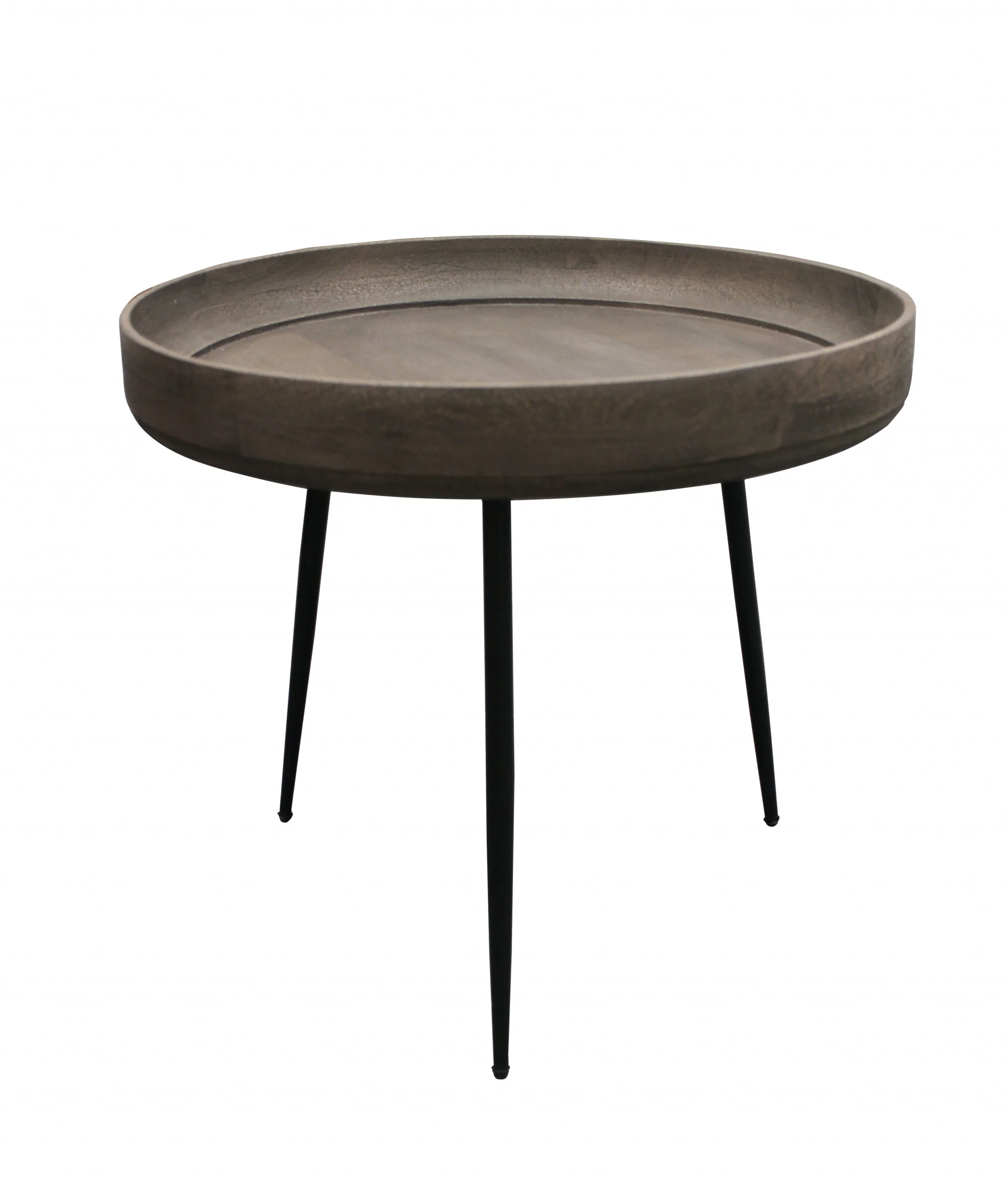 18" Black And Gray Solid Wood And Iron Round End Table By Homeroots - Image 2
