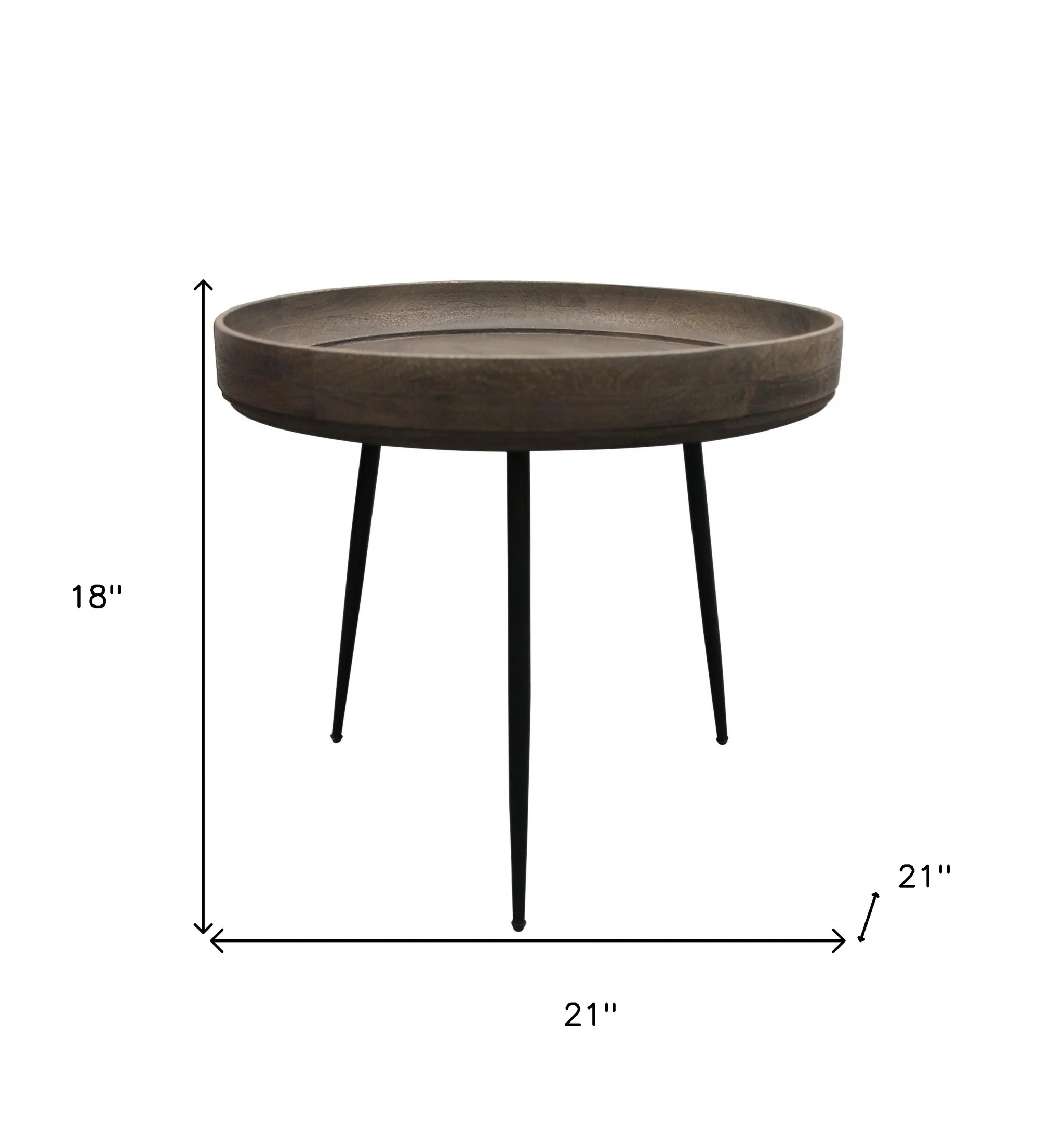 18" Black And Gray Solid Wood And Iron Round End Table By Homeroots - Image 8