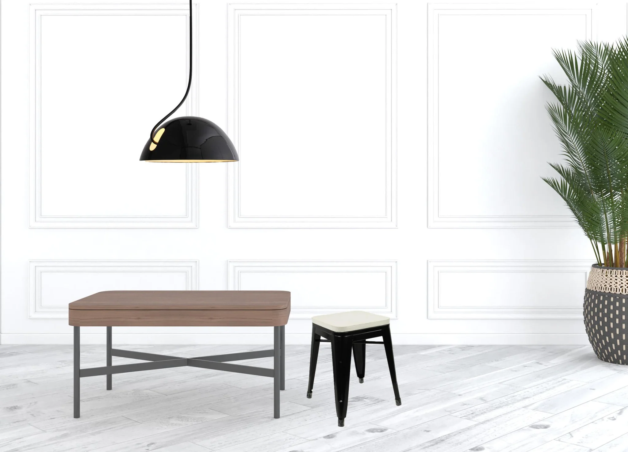 18" Black and White Backless Chair By Homeroots - Image 5
