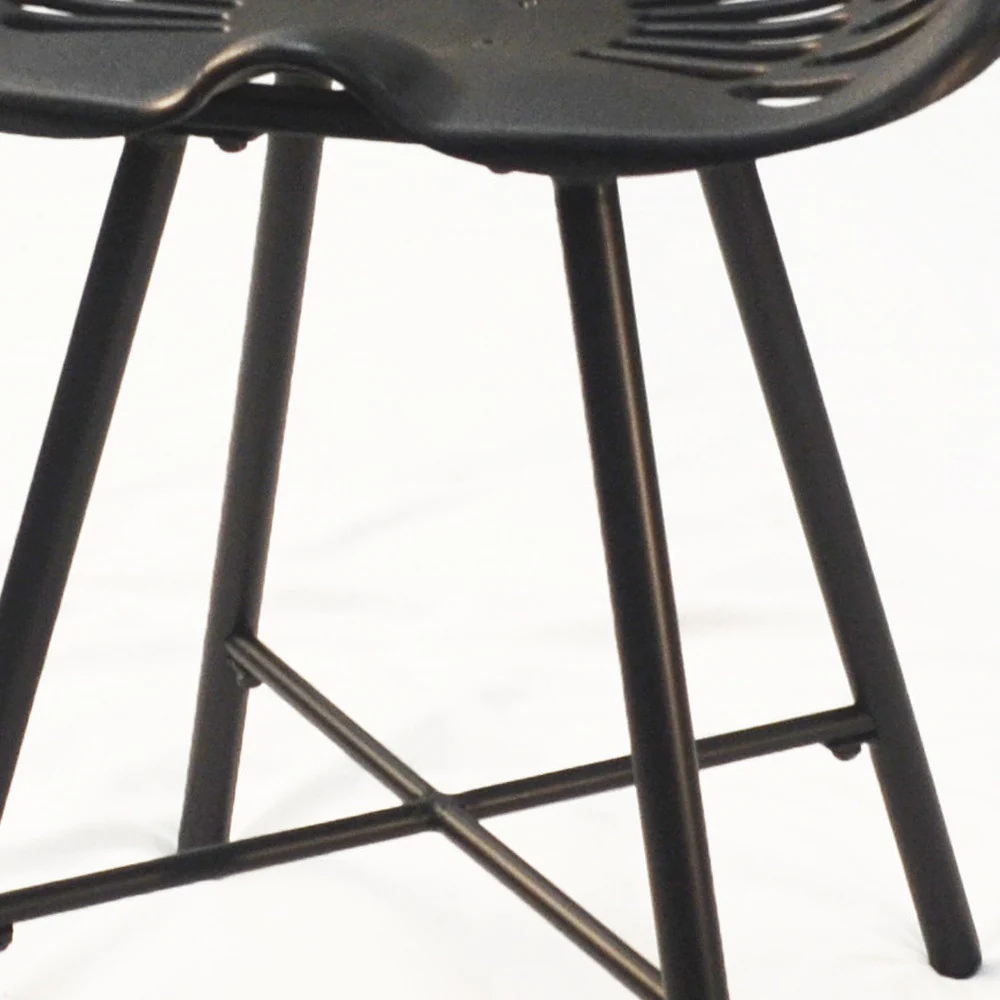 18" Black Metal Backless Chair By Homeroots - Image 3