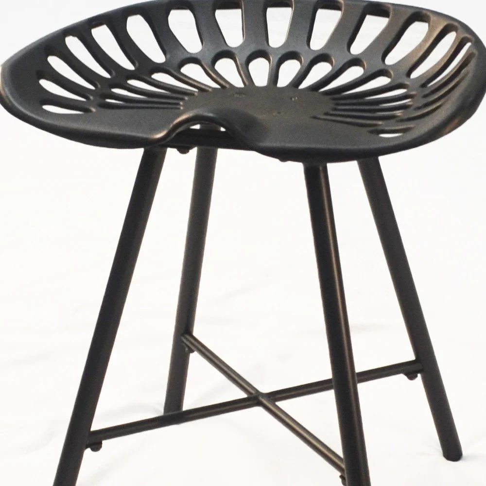 18" Black Metal Backless Chair By Homeroots - Image 4