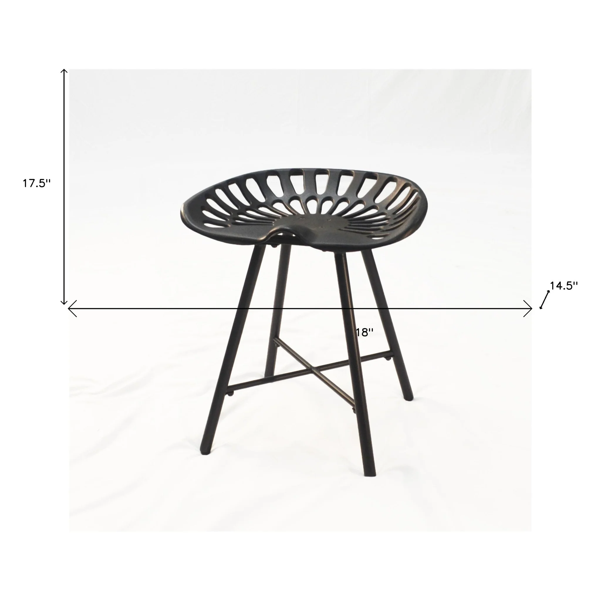 18" Black Metal Backless Chair By Homeroots - Image 5