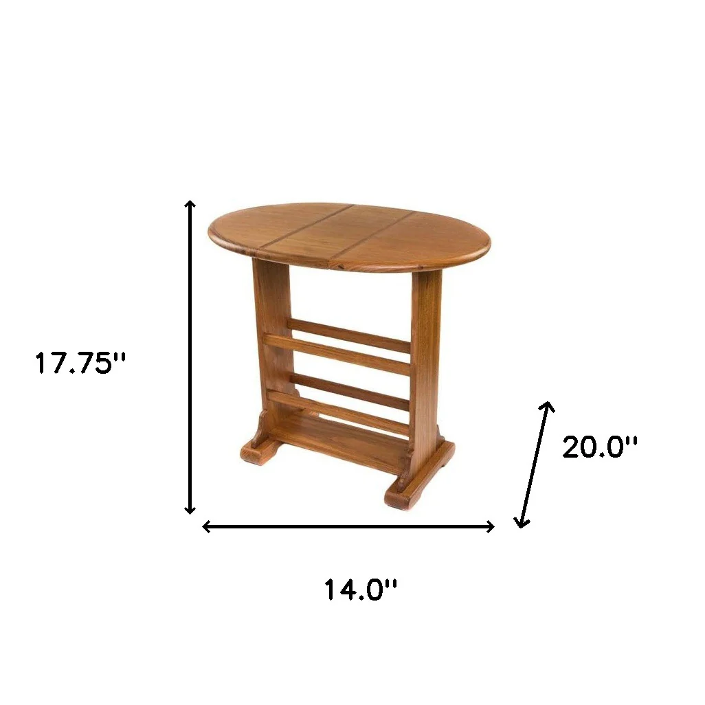 18" Brown Solid Wood Oval End Table By Homeroots - Image 4