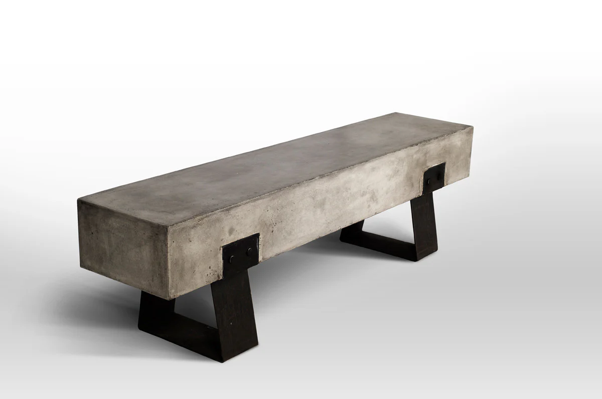 18' Concrete and Metal Bench By Homeroots - Image 3