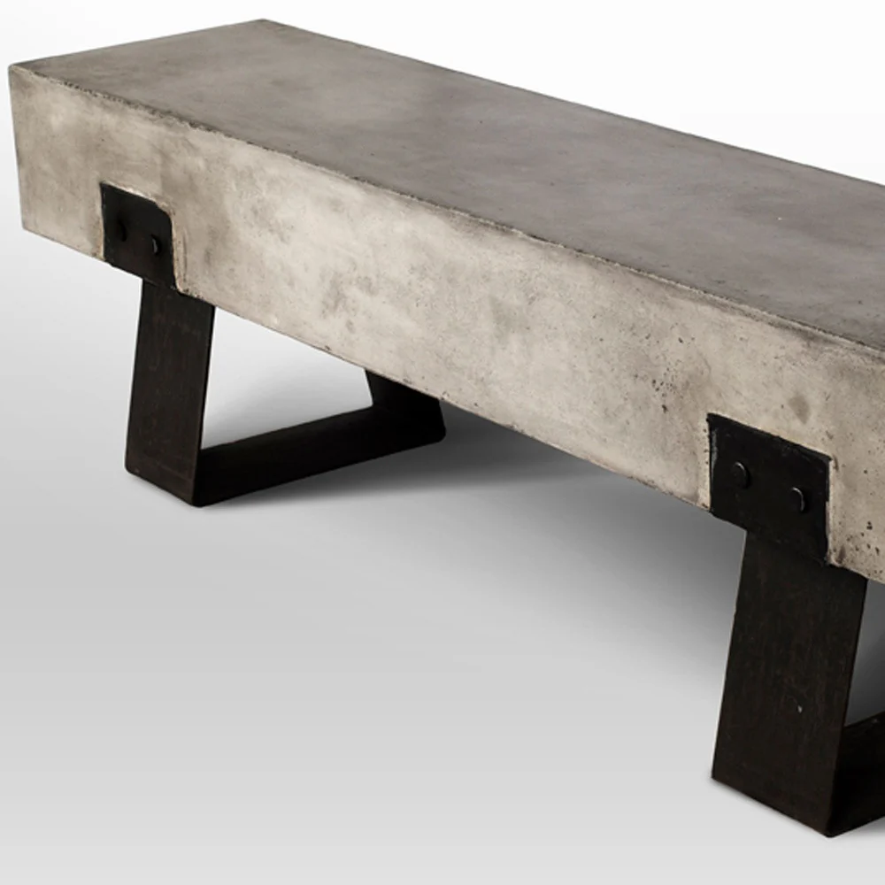 18' Concrete and Metal Bench By Homeroots - Image 4